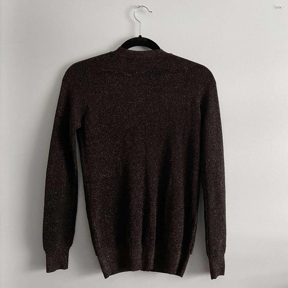 WILFRED SILK CASHMERE CARDIGAN METALLIC BROWN GOLD HOLIDAY QUIET LUXURY ARITZIA - Picture 7 of 7